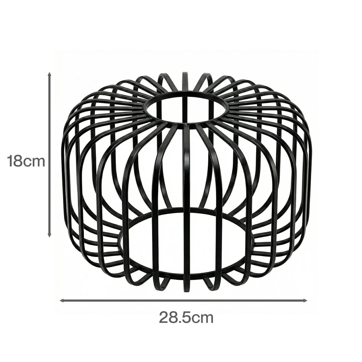 Emitto Industrial Ceiling Pendant Light Shade Black Metal Cage Lamp Shade 28.5cm