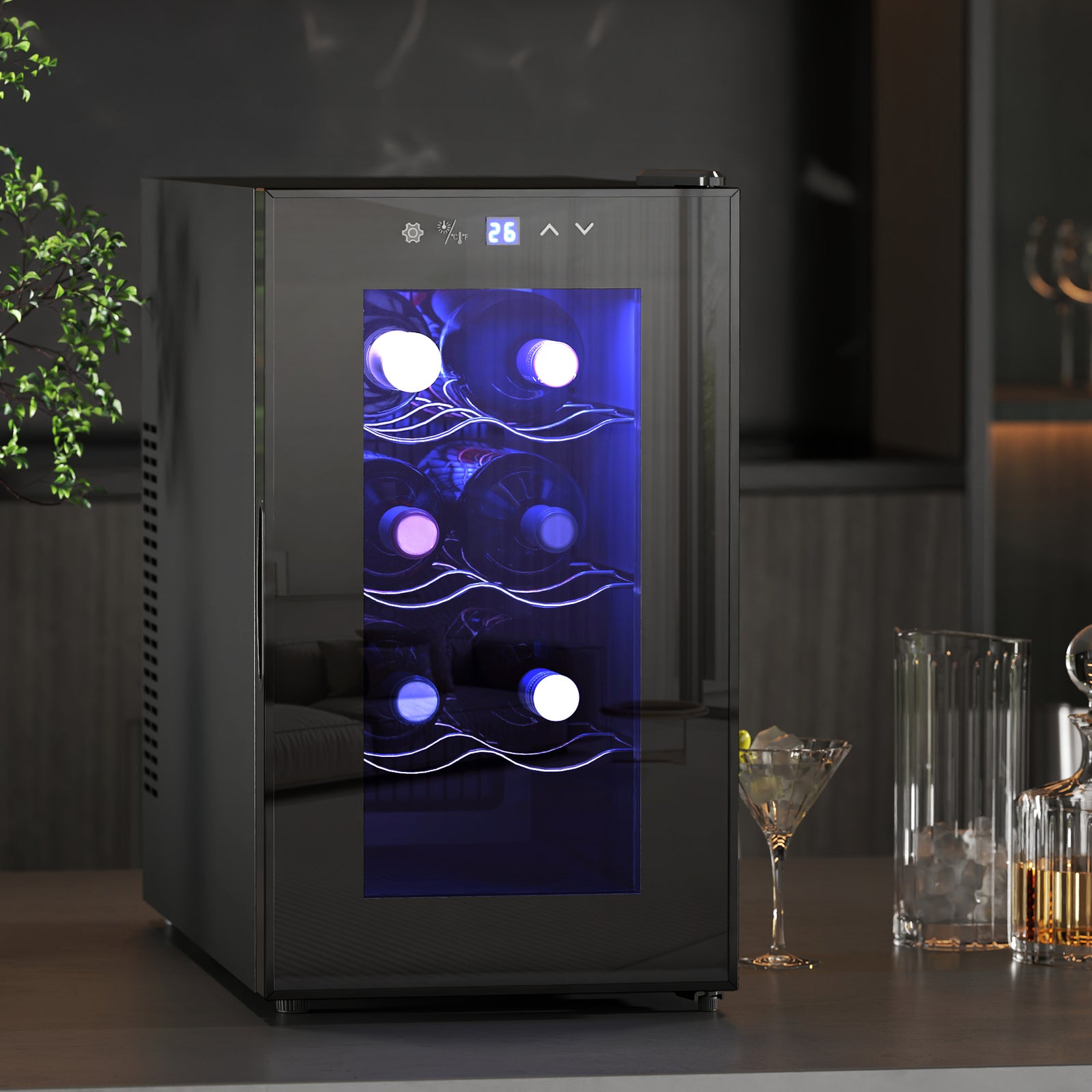 Freestanding Wine Cooler Fridge With 8 Bottle, 21 Litre