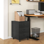 Mobile File Cabinet With 3 Drawers Under Desk | One Size | Black