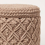 Indy Brown Macrame Storage Footstool | Brown