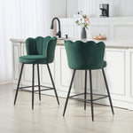 Barstool With Petal Backrest For Kitchen Island | Set of 2 | Dark Green