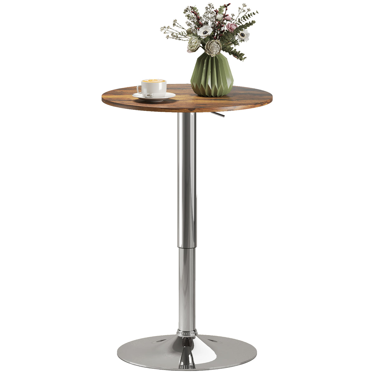 HOMCOM Round Bar Table, Swivel Bistro Table With Adjustable Height