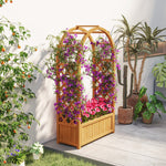 Wooden Raised Garden Bed With Arch Trellis