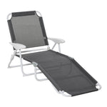 Folding Sun Beach Lounger W/ 4-level Backrest | Dark Gray