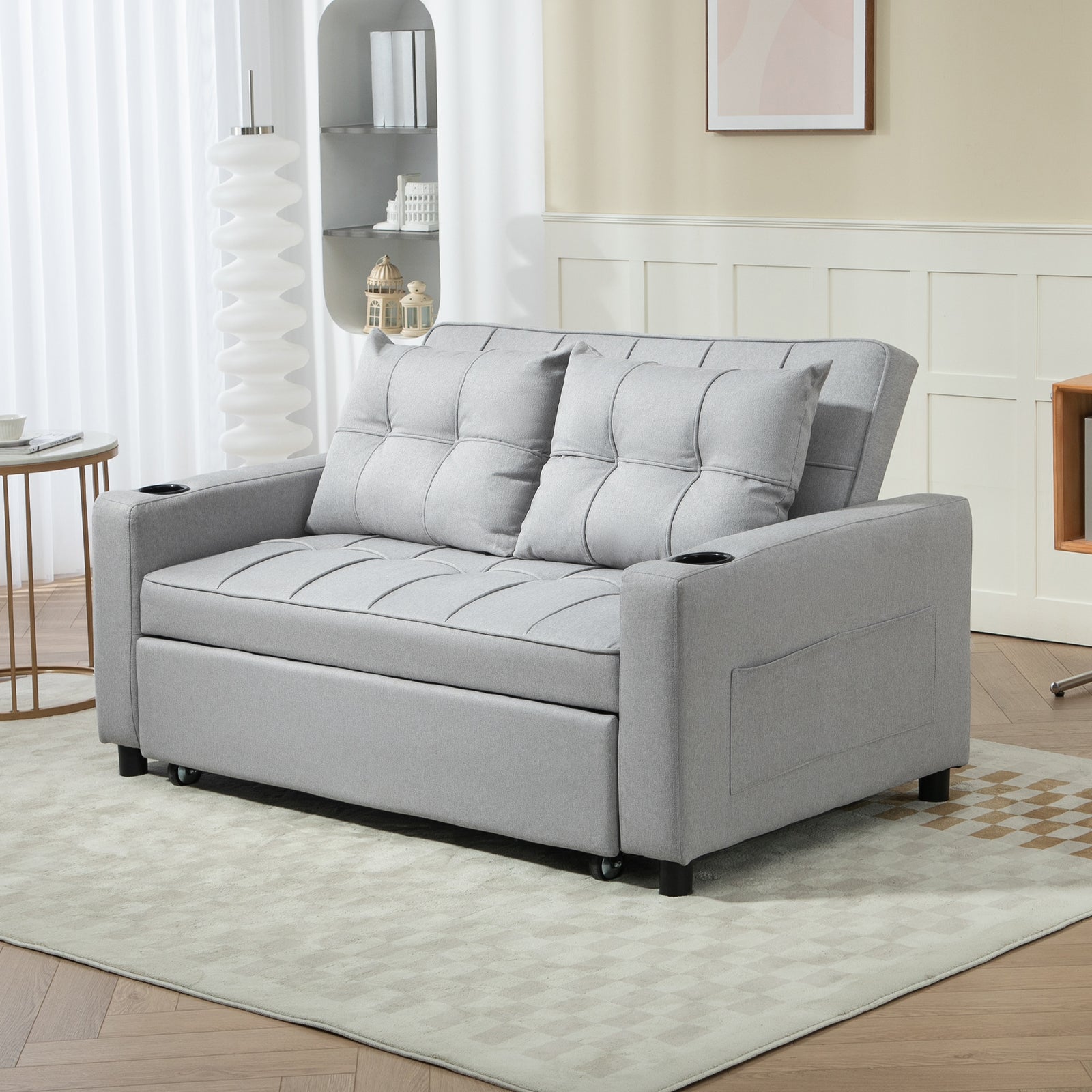 2 Seater Pull Out Sofa Bed With Pockets For Living Room | One Size