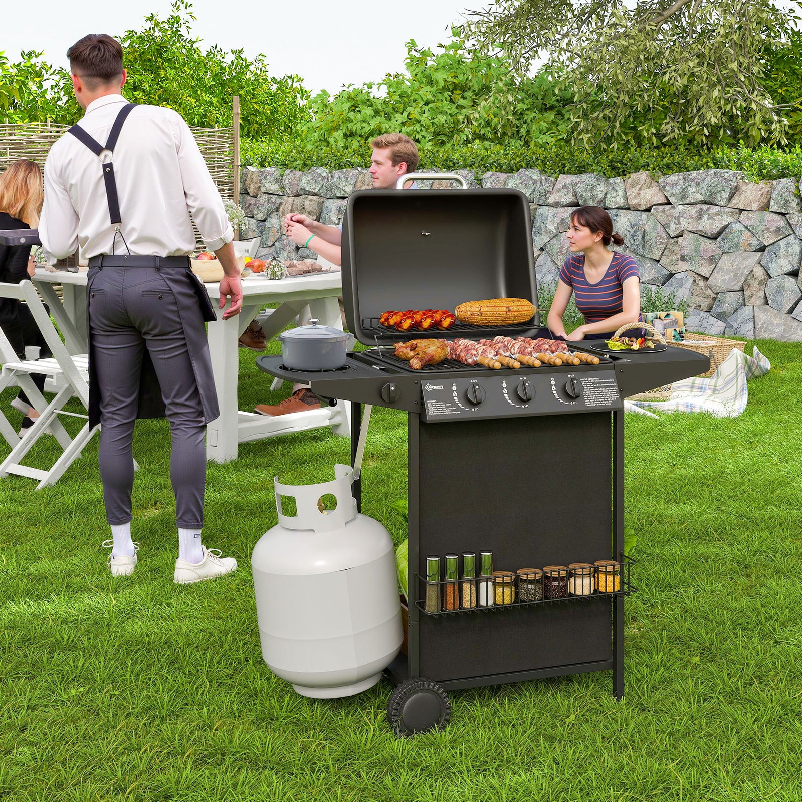 Portable 3+1 Burner Gas Bbq Grill