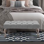 Tufted Upholstered Accent Bench Window Seat Fabric Ottoman