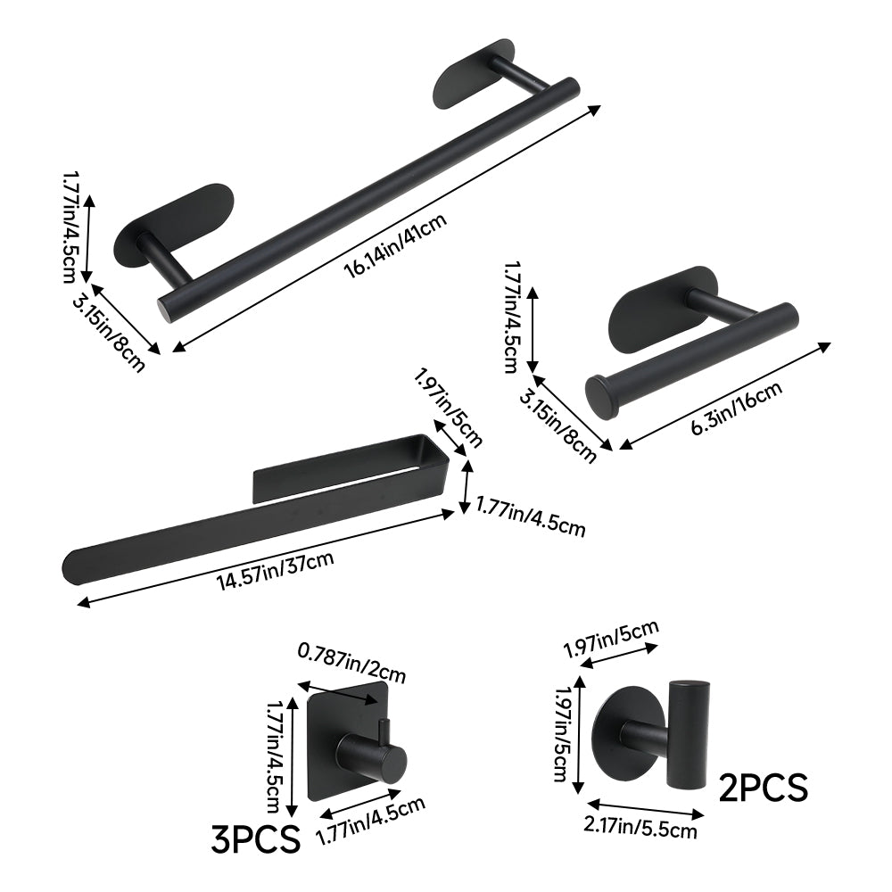 8-piece 304 Stainless Steel Bathroom Hardware Set | Black
