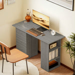 120cm Computer Desk, Study Table With 3 Shelf & Drawers | Grey