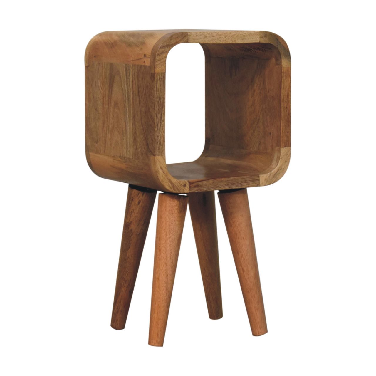Solid Wood Extra Mini Minimalist Open Curved Oak-ish Bedside