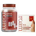 Libido For Him & Premium Latex Condom Bundle Male Vitality Boost Pack