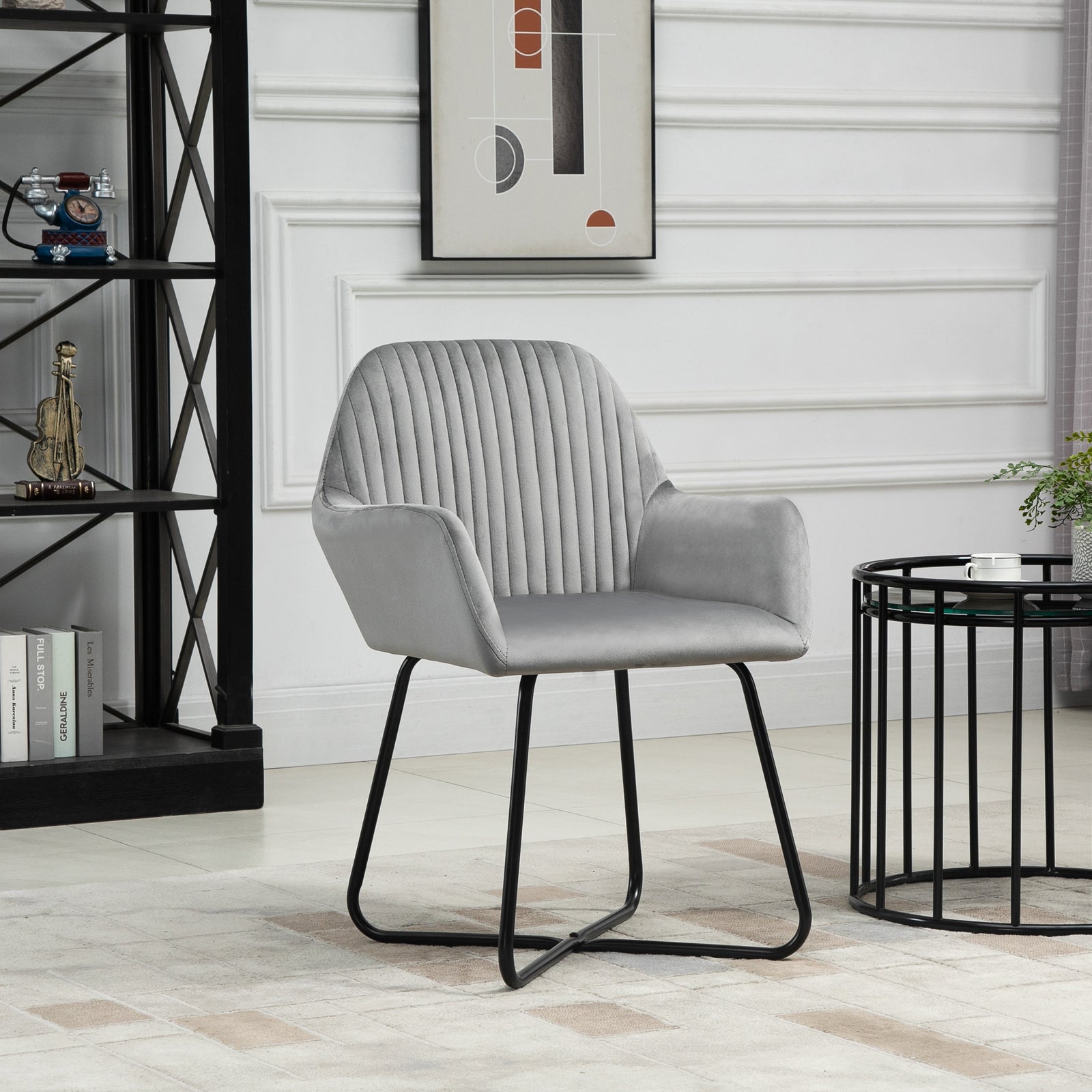 Accent Chair Velvet-feel Upholstered Lounge Armchair | One Size | Gray