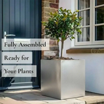 Zinc Galvanised Square Planter | 30cm x 30cm x 30cm | Silver