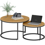2 Pcs Stacking Coffee Table Set With Steel Frame | Brown
