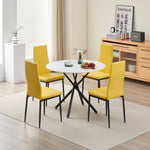 Stylish Seattle Dining Table Set With 4 Emily Faux Leather Chairs | Mustard