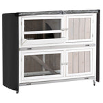 Two-tier Wooden Rabbit Hutch W/ Wheels, Trough, Rain Cover, Tray 
Grey
