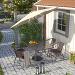 3m Solar Led Patio Umbrella, Outdoor Parasol With 16 Led Tubes, Crank Lift & Push Button Tilt With Cement Base | One Size | Beige