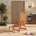 Bamboo Foldable Recliner Lounge Chair With Retractable Footrest | Dark Brown