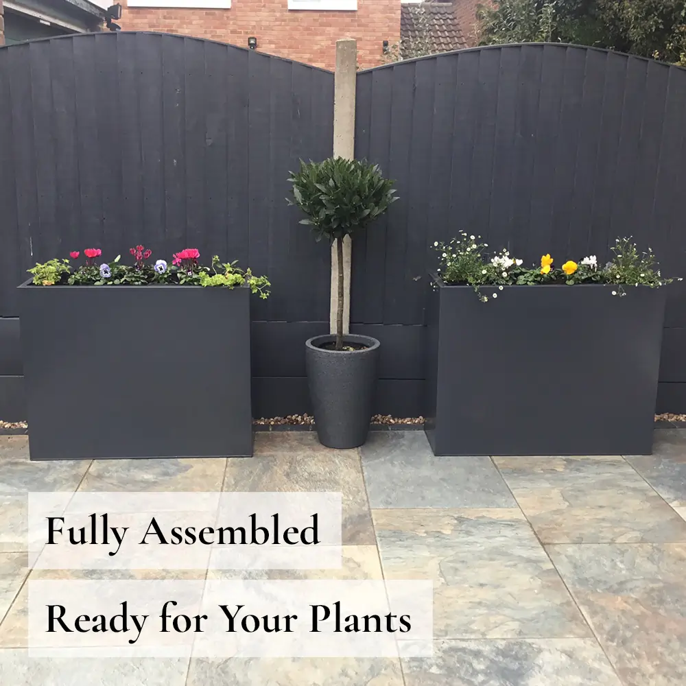 Long Zinc Galvanised Tall Trough Planter | 90cm x 30cm x 60cm | Grey