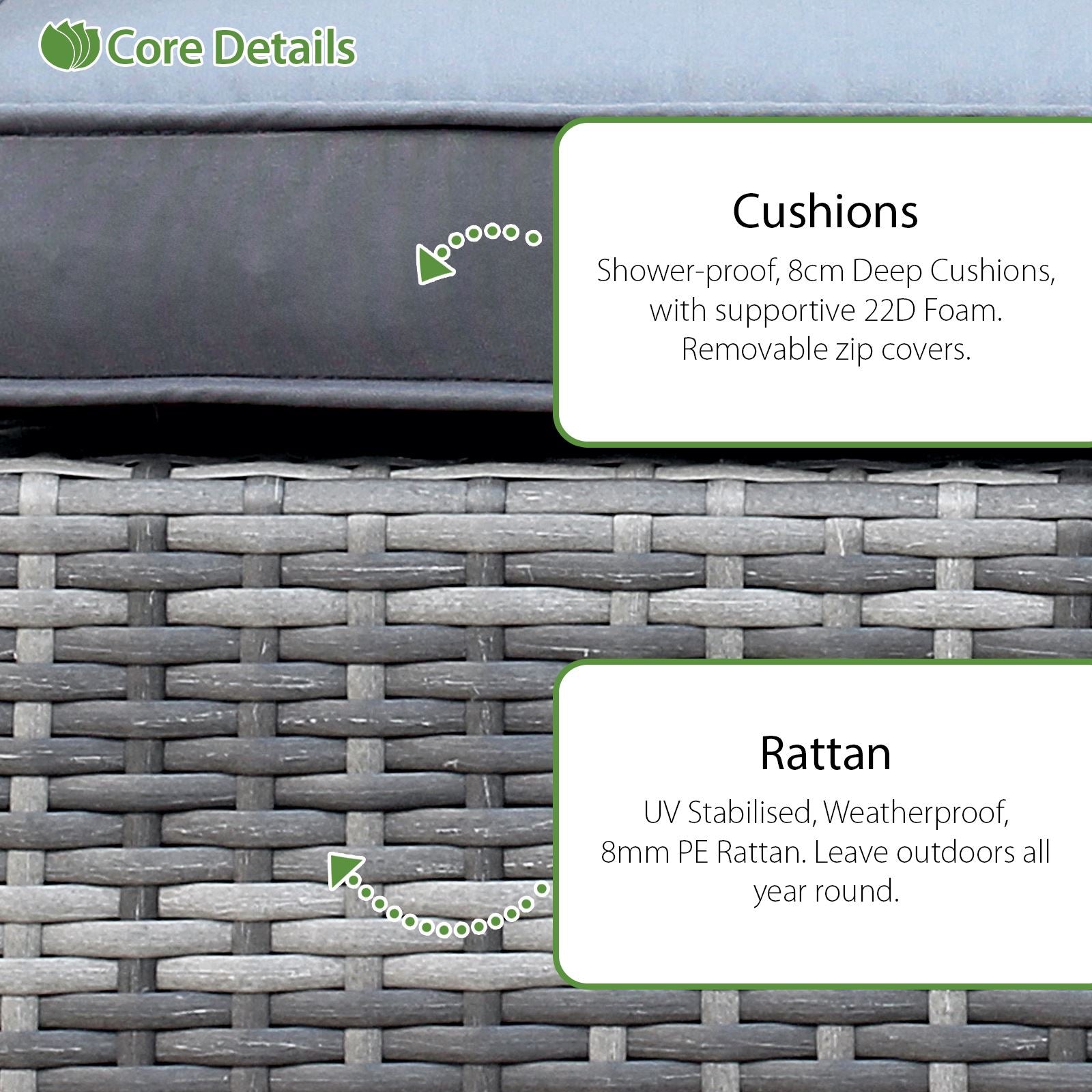 Windsor Xl Rattan 6 Seat Firepit Dining Set | 6 Seat | Mixed Grey