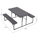 Foldable Picnic Table And Bench Set With Parasol Hole | One Size | Black