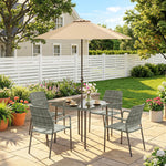 4 Seater Rattan Dining Set With Parasol | Grey