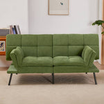 Modern Chenille Sofa Bed With Adjustable Split Backrest & Armrests, Convertible Sleeper Couch For Living Room Or Guest Room