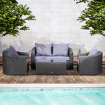 4-seater Rattan Sofa Set Table Chair Bench Grey