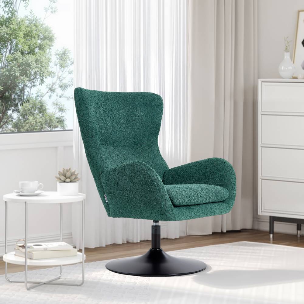 Tufted Swivel Accent Armchair With High Back & Armrests, Comfortable Upholstered | Dark Green