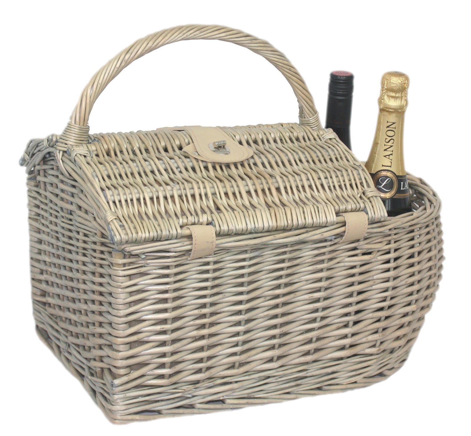 Wicker Boat Shape Fitted Picnic Basket | 2-Person | White