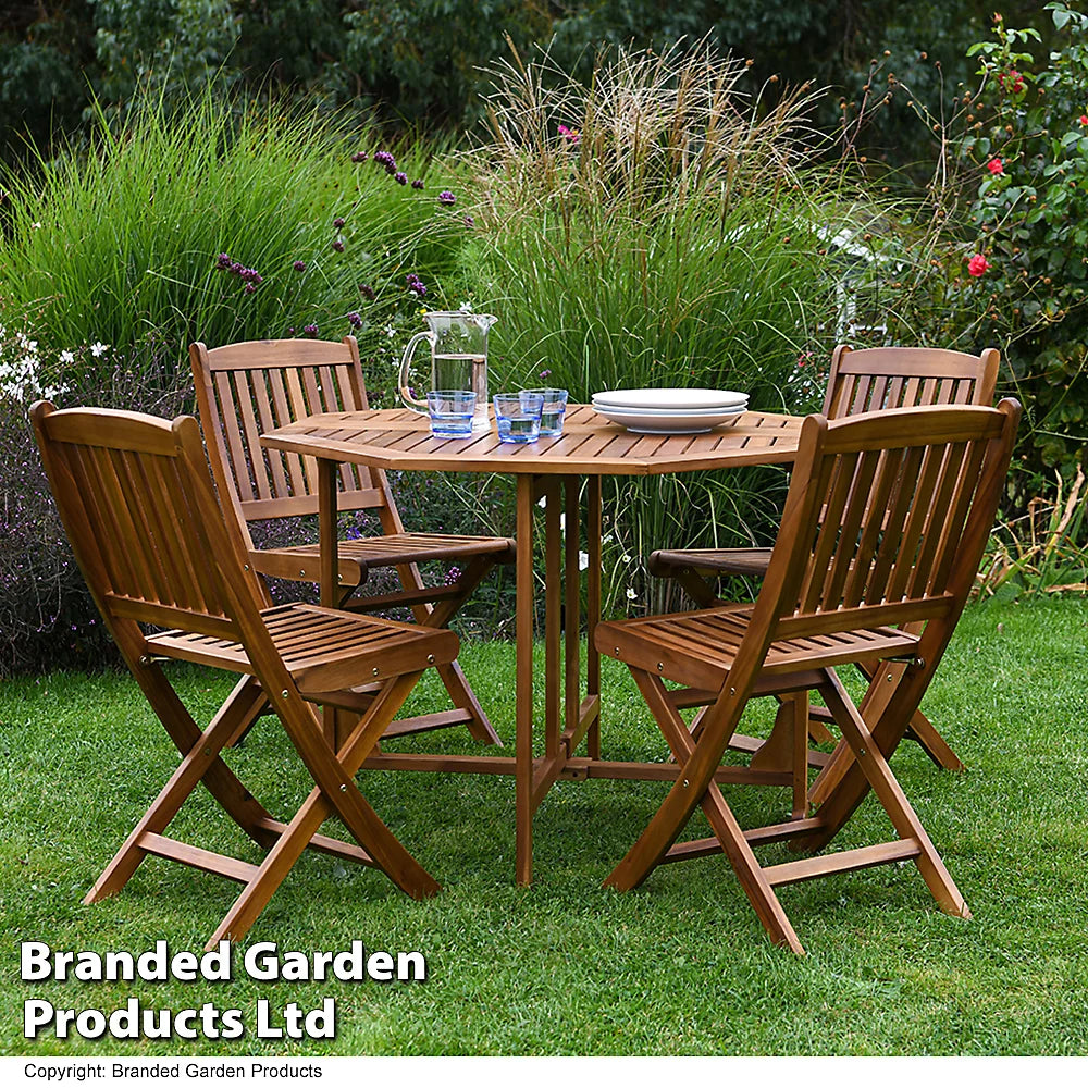 Garden_Gear 4 Person Acacia Garden Dining Set, Folding Design