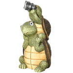 2 Tortoises Garden Statue With Solar Light, Outdoor Decor