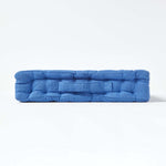 Rajput Ribbed Cotton Floor Cushion | 40cm x 40cm | Blue