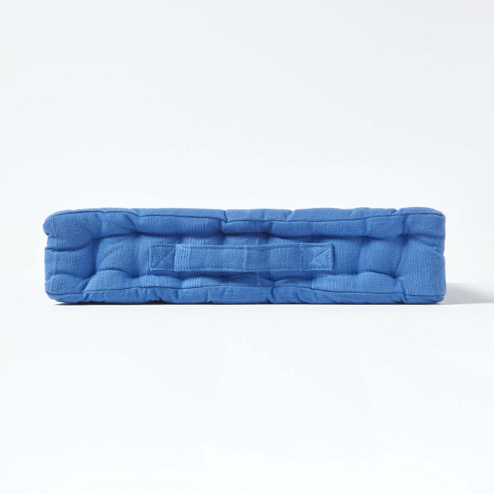 Rajput Ribbed Cotton Floor Cushion | 40cm x 40cm | Blue