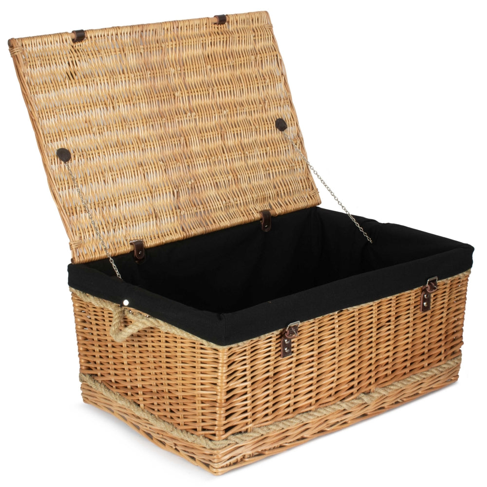 Wicker 72cm Rope Handled Trunk Picnic Basket | Black
