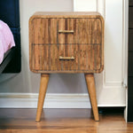 Solid Wood T-bar Ridged Bedside