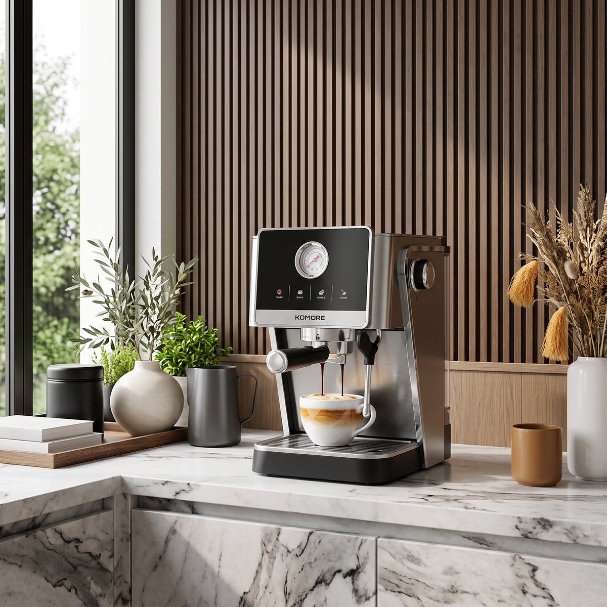 20 Bar Espresso Coffee Machine With Touch Screen & Milk Frother
