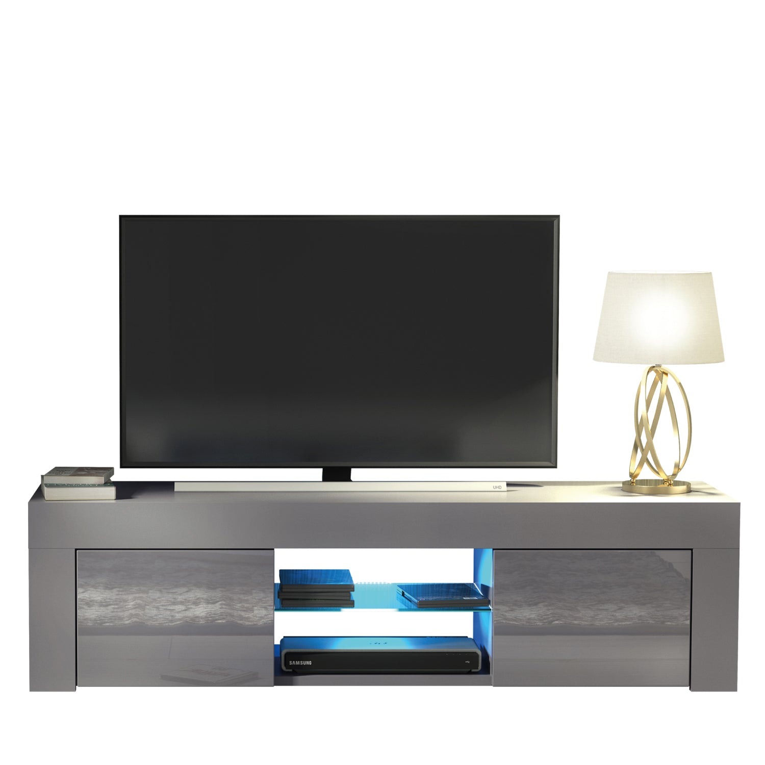 Loom Tv Unit 130cm With Led Lights | Dark Grey