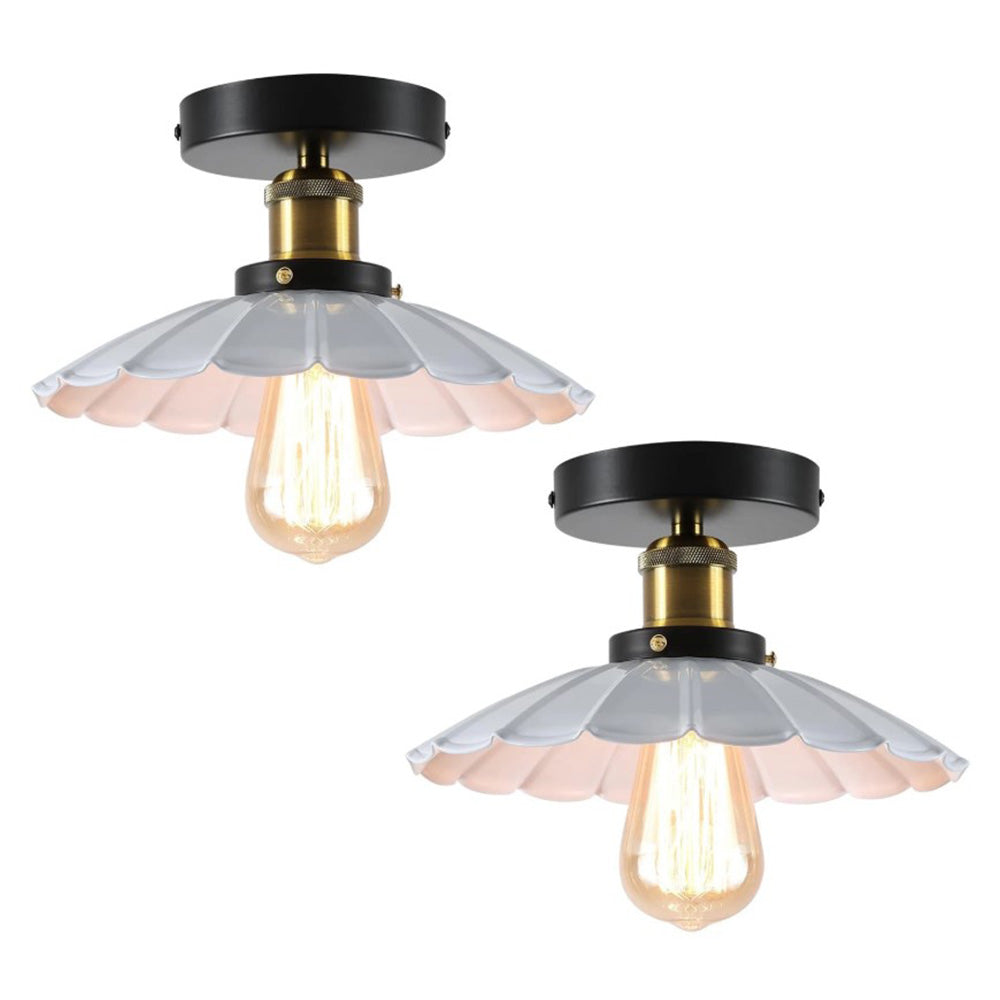 Bath Plus TB+ 2 Pack Flush Mount Ceiling Light E27 Scalloped Shade