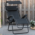 Zero Gravity Chair Adjustable Patio Lounge W/ Cup Holder | Black