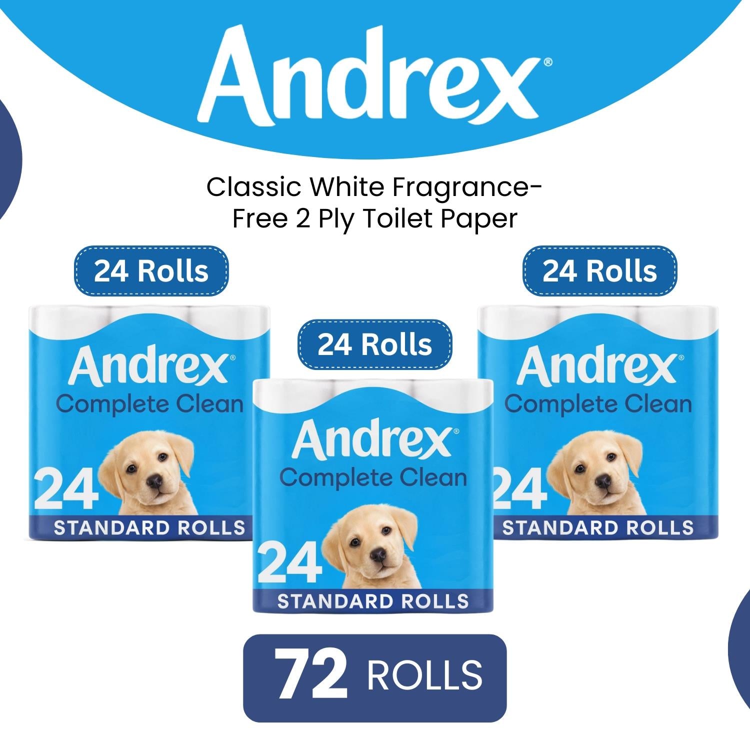 Andrex Toilet Rolls Classic Clean Fragrance-free 2 Ply Toilet Paper