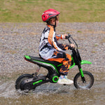 24v Kids Electric Motorbike With Twist Grip Throttle, Music, Horn | Green