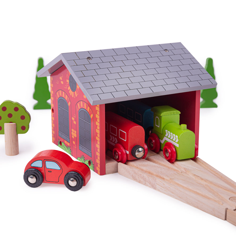 Double Engine Shed for Wooden Train Sets