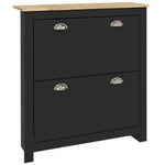 2 Drawer Shoe Cabinet, Flip Doors | Black