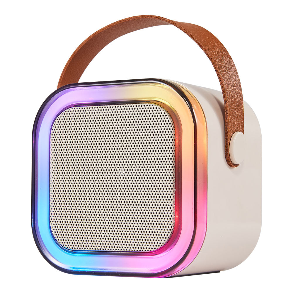 Portable Karaoke Speaker With Two Wireless Microphones And Rgb Lights | White