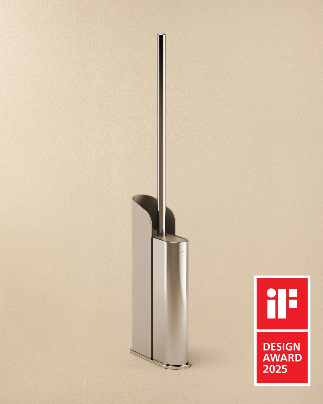 Silicone Toilet Brush, Floor Or Self-adhesive Slim Chrome Flat Collection