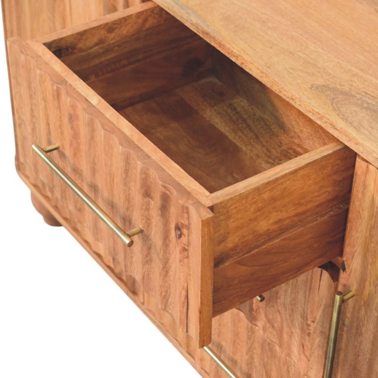 Montara Sideboard – Solid Wood, Golden Teak Finish, 3 Drawers & 2 Cabinets