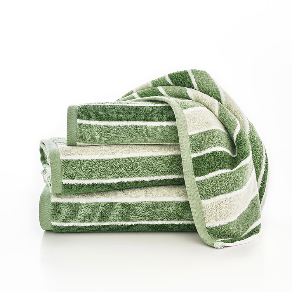 Madison Striped Towels – Ultra-soft 100 Percent Bci Cotton, Elegantly Absorbent | Bath Sheet | Green
