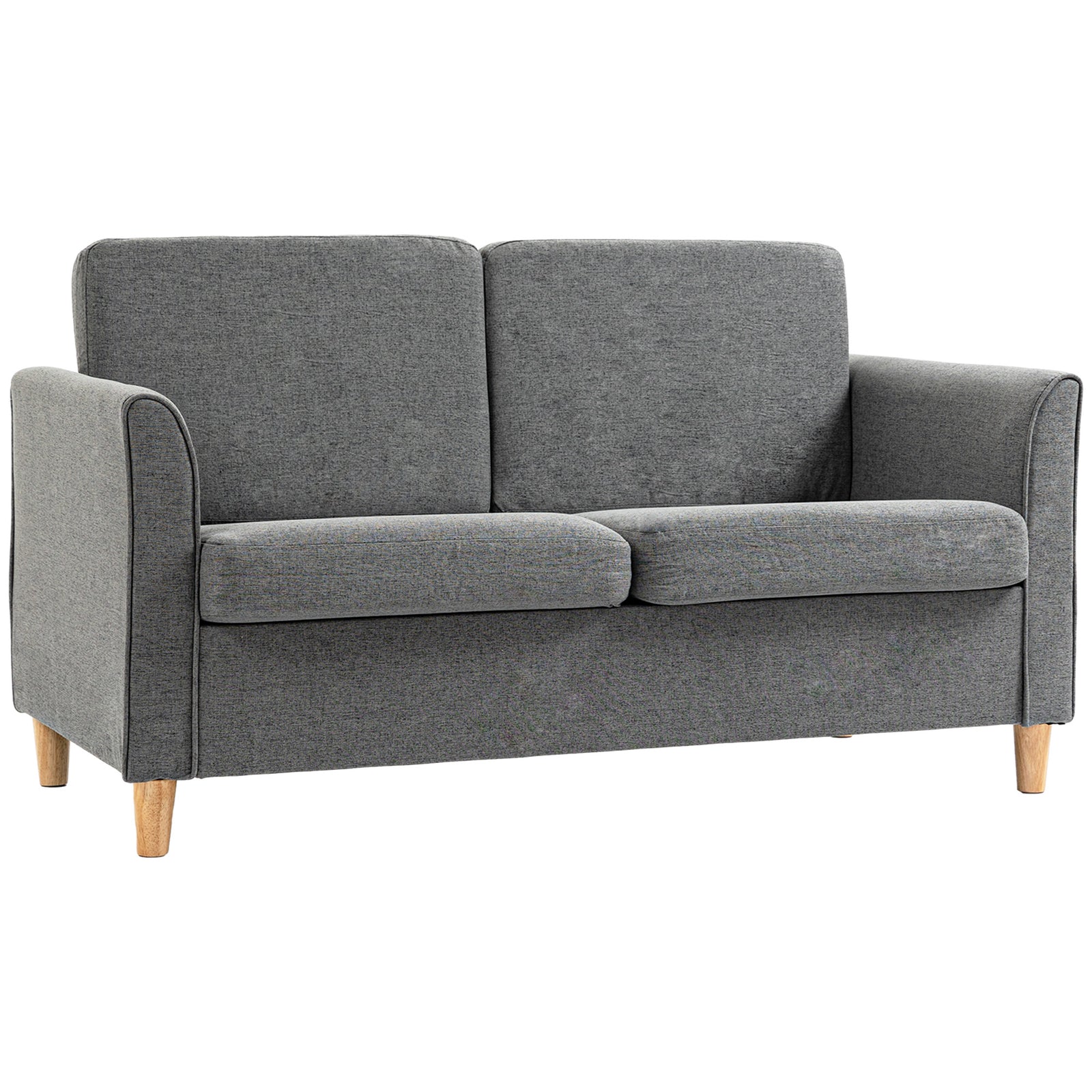 Double Seat Sofa Linen Upholstery Loveseat Couch Armrests | One Size | Gray