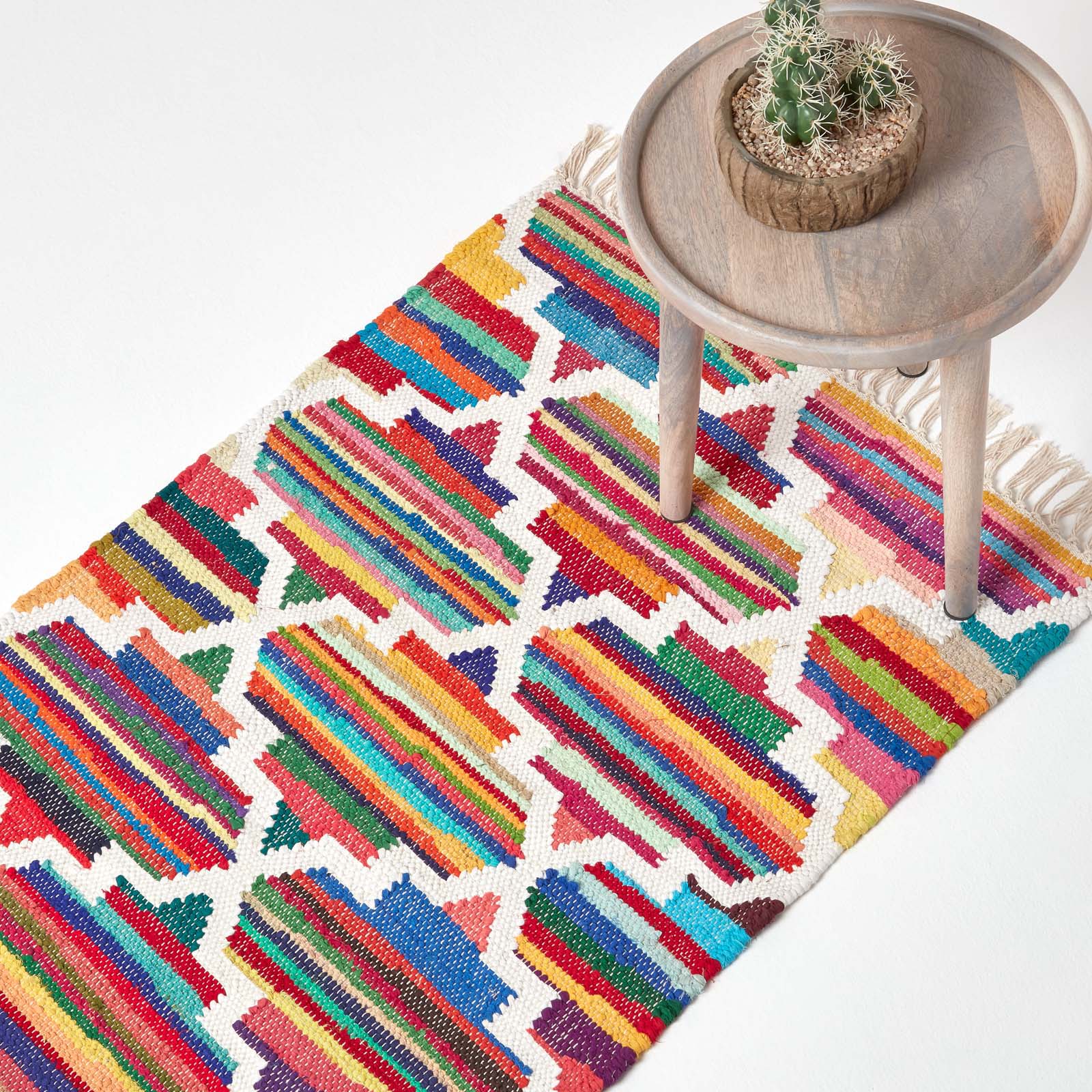 Amsterdam Handwoven Cotton Chindi Kilim Rug | 200cm | Multi Colour
